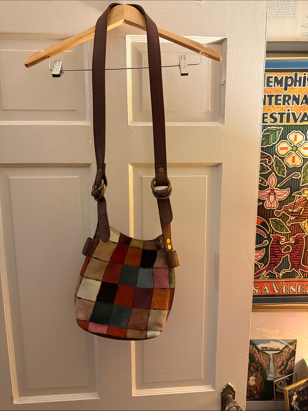 Vintage Lucky Brand Ugly Betty Patchwork Leather Crossbody Bag - Multicolor
